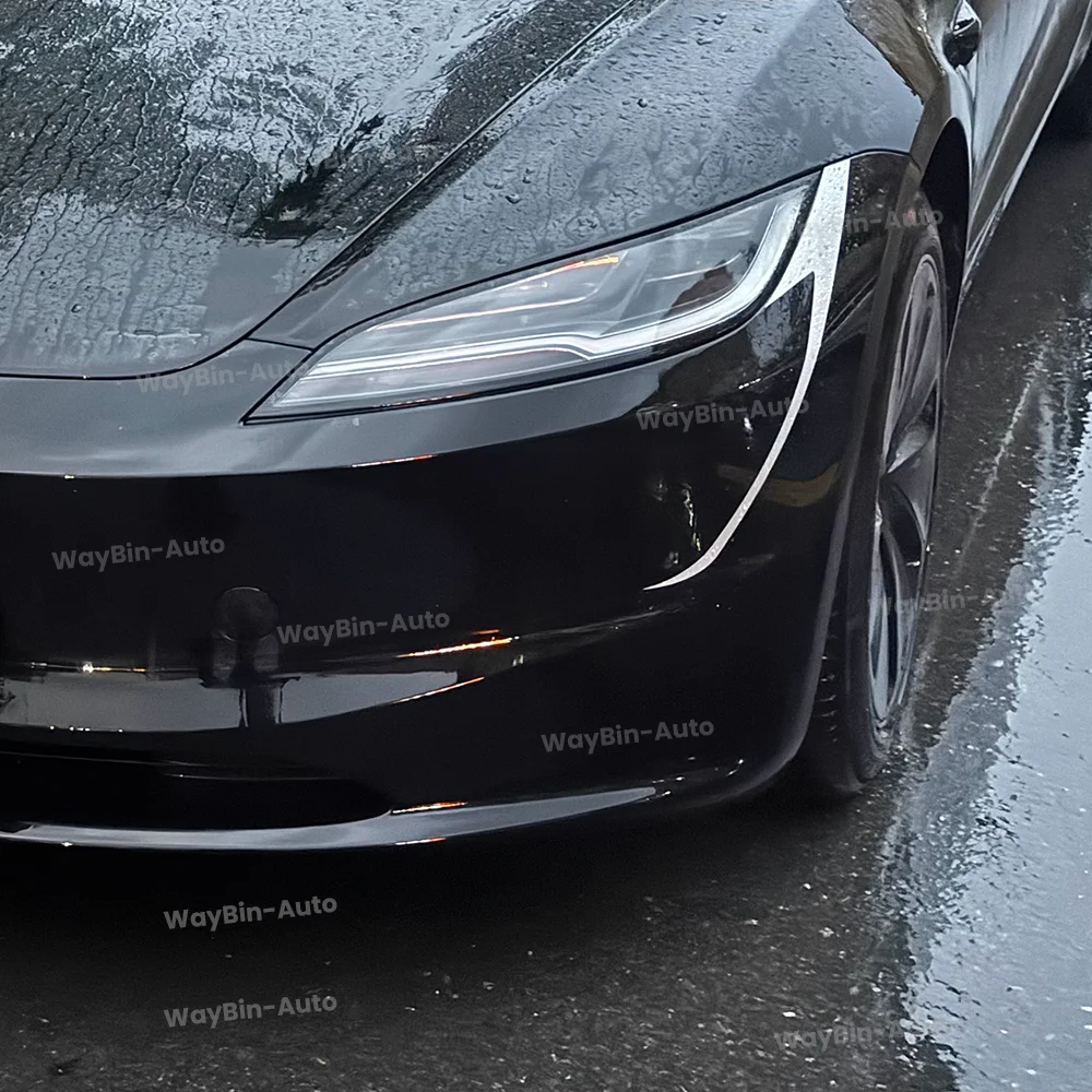 Tesla Model 3 Highland 2024 pegatina de coche tiras de faros parachoques Fang sombra calcomanías decoración accesorios exteriores de coche