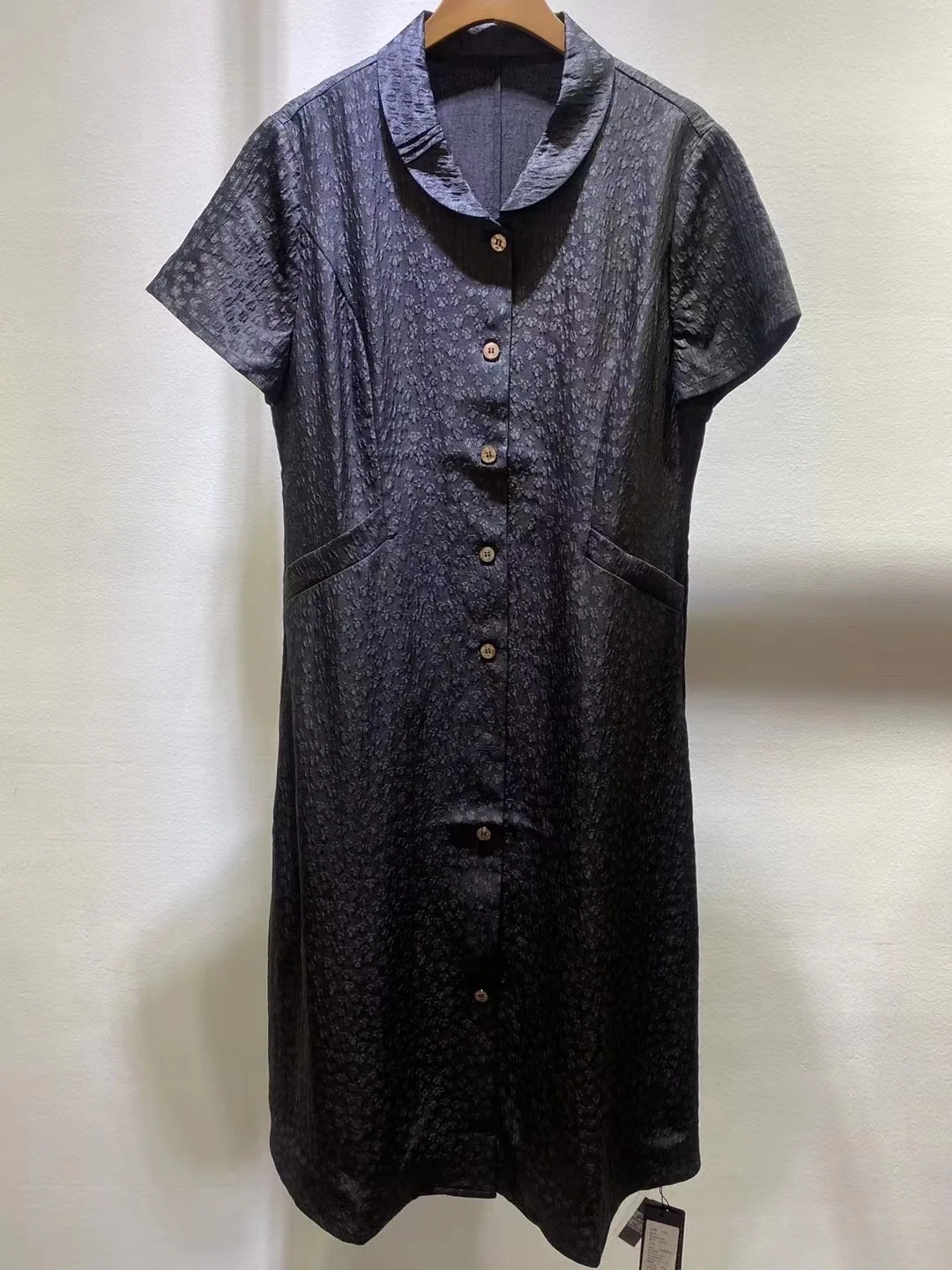 

Fashion Summer Elegant Lapel Neck Drawstring Waist Vestido Casual Women Dress