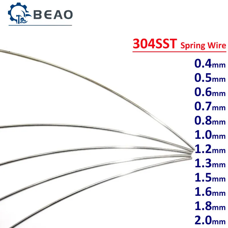 5Meters 304 Stainless Steel Spring Wire 0.4/0.5/0.6/0.7/0.8/1/1.2/1.3/1.5/1.8/2mm Spring Steel Wire