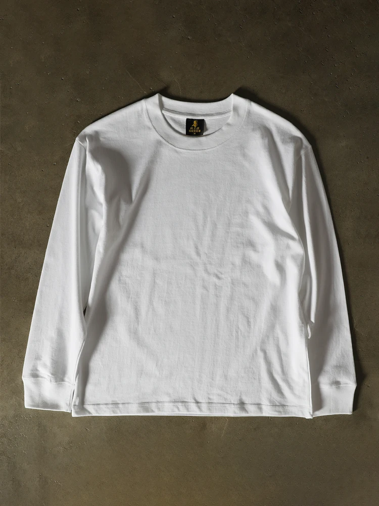 Upupxia Long Sleeve T-Shirt 350 Pure Cotton Thick Collar Men's Fashionable Casual Print Warm Spring Autumn Unisex T-Shirt