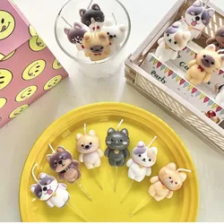 3pcs Cat Dog Birthday Candles Cake Decoration Kids Puppy Cake Toppers Pet Birthday Candles Party Baking Supplies