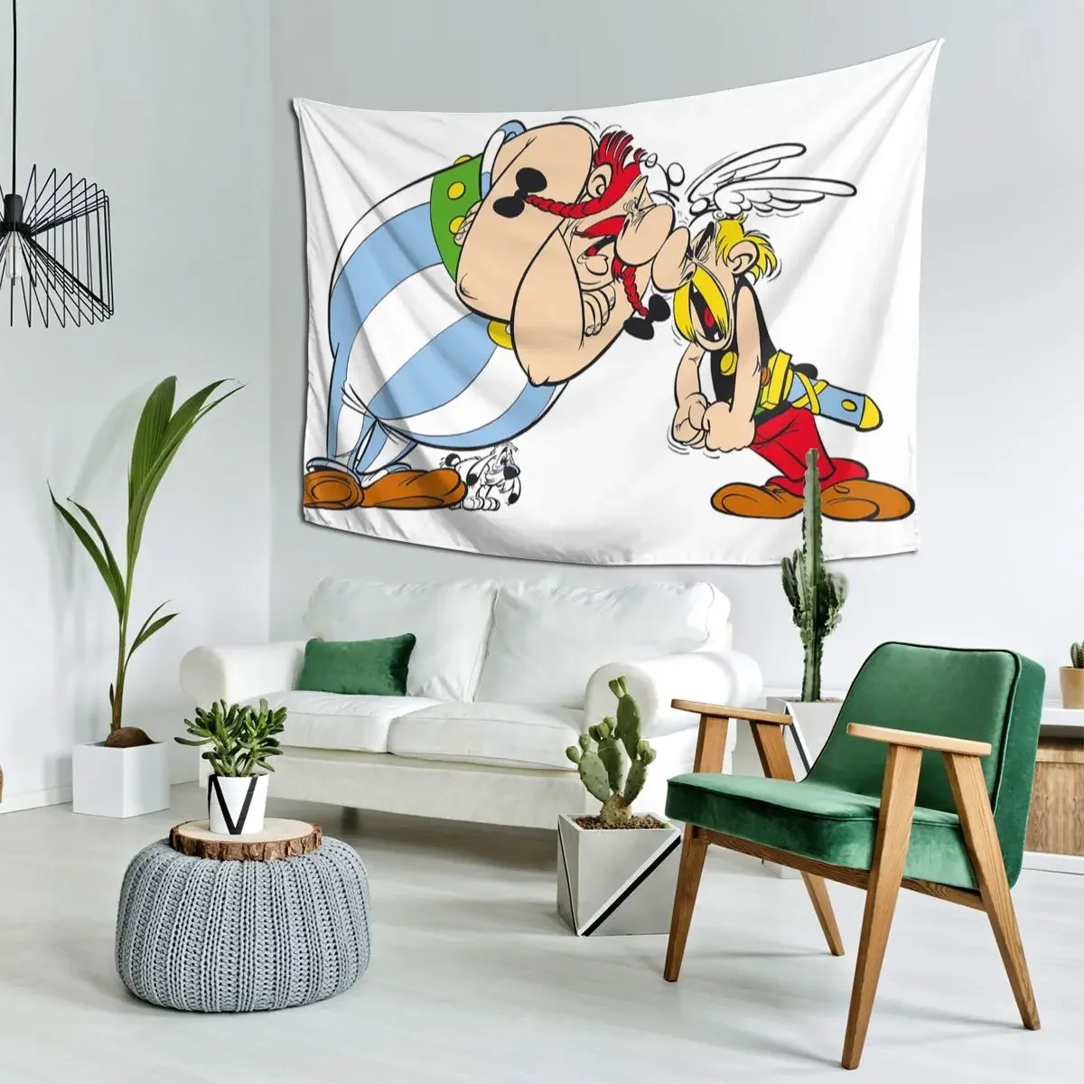 Asterix And Obelix Dogmatix Tapestry Art Wall Hanging Aesthetic Home Decor Tapestries for Living Room Bedroom Dorm Room