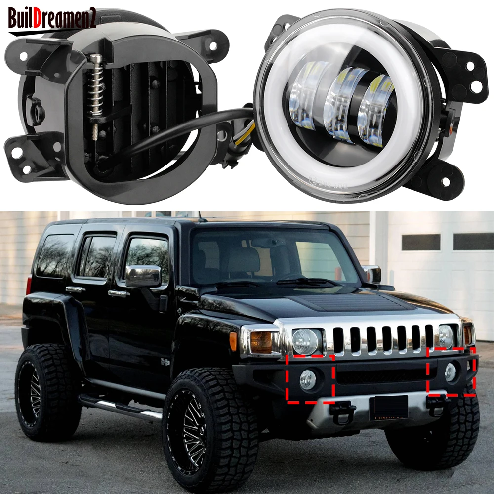 

2 Pieces 4" Car Canbus LED Fog Light with Angel Eye Daylight DRL Turn Lamp 30W For Hummer H3 H3T 2006 2007 2008 2009 2010