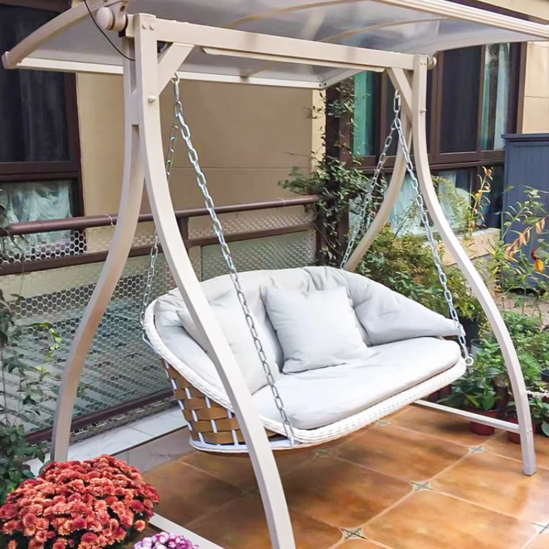 Outdoor Swing Hanging Hanging Basket Rocking Balcony RattanWhite Cast Aluminum Swing Chair Hammock