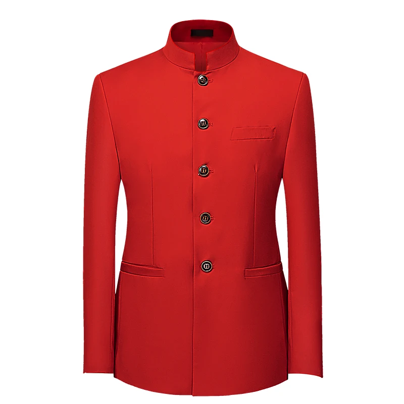 Мужской пиджак с длинным рукавом в китайском стиле, корейская официальная одежда, азиатские размеры L-7XL, красное, белое, черное, желтое, синее пальто