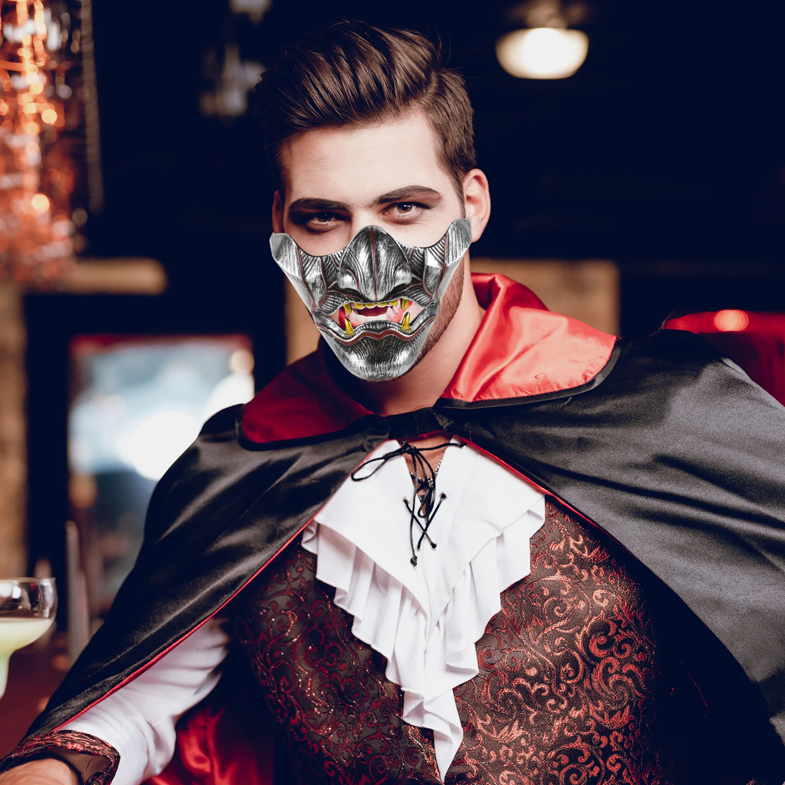 

Half Face Mask Japanese Demon Samurai Cosplay Halloween Costume Mask Ball Masquerade Party Masks Skull Dog
