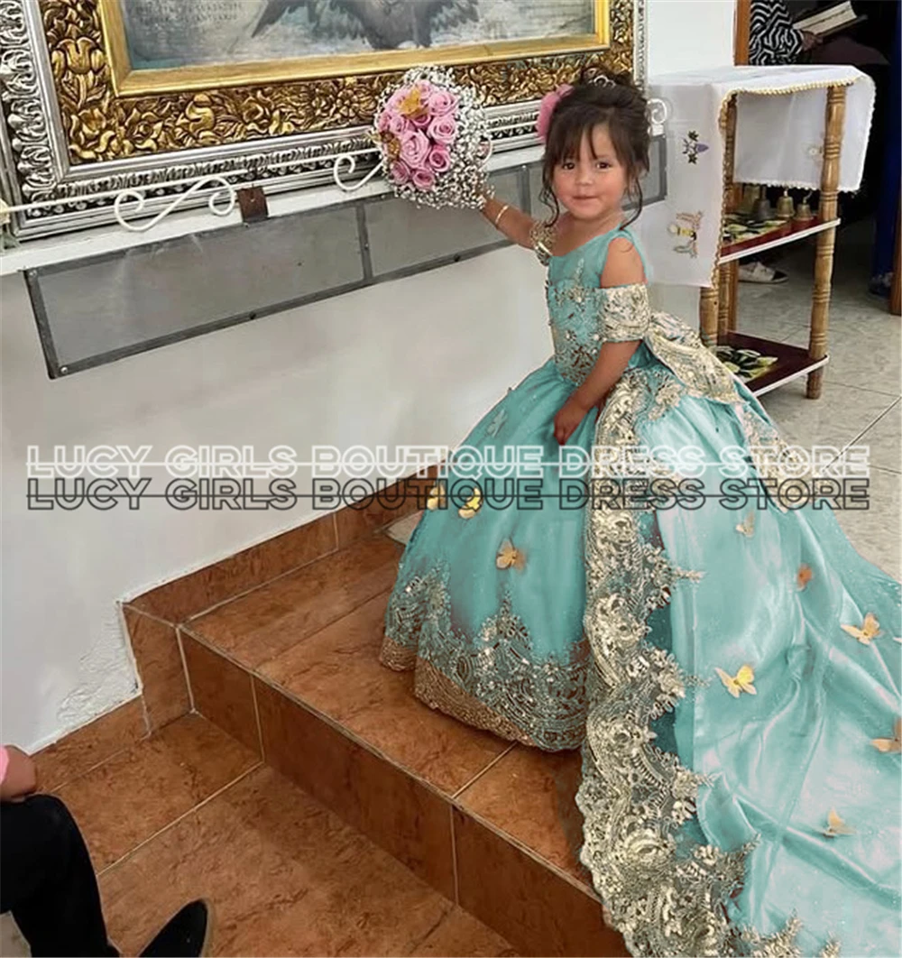 

Quality Lovely Flower Girl Dress Tulle Fluffy Wedding Dresses Exquisite Appliques Little Princess Birthday Party Evening Gowns