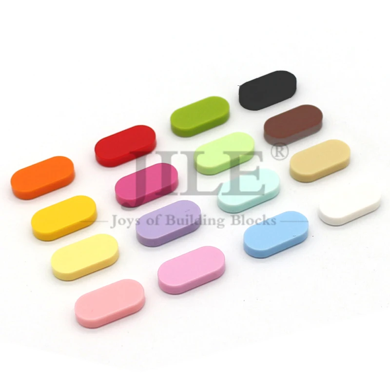 50 Stück Moc 1126 Fliesen Rund 1x2 Oval Elliptisch Pillenförmig Bausteine Klassisches Zubehör Kompatibel mit Bausteinen Konstruktion DIY Spielzeug – Detail 5