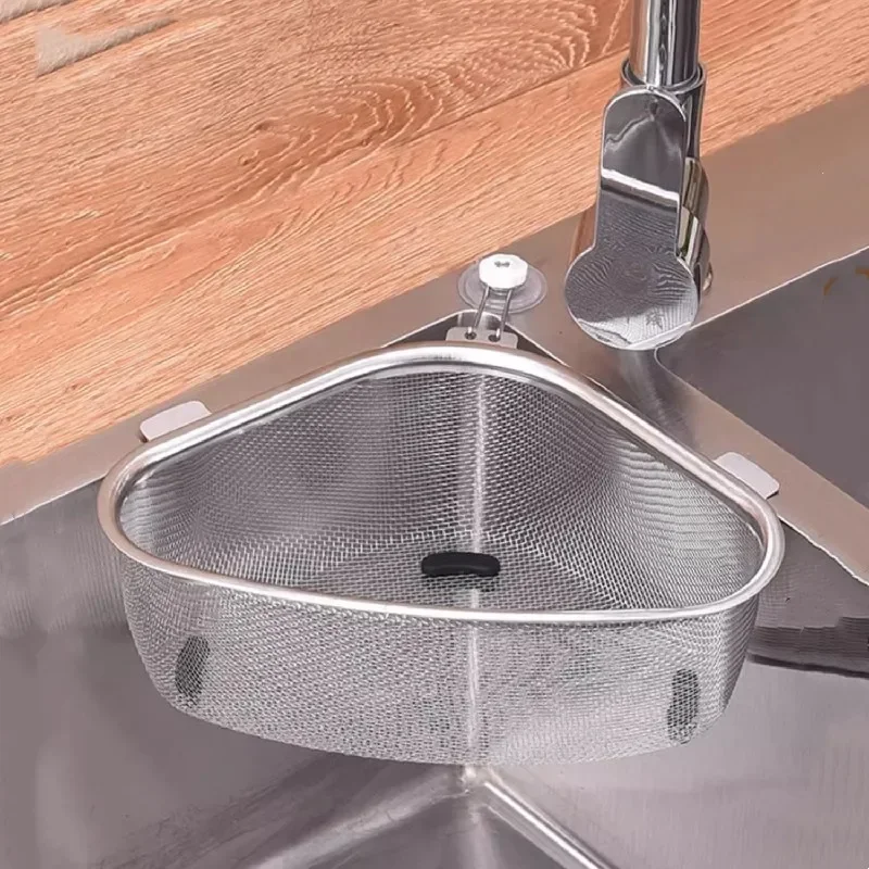 Kitchen sink drain basket stainless steel triangle water zone vegetable half, household food waste drain