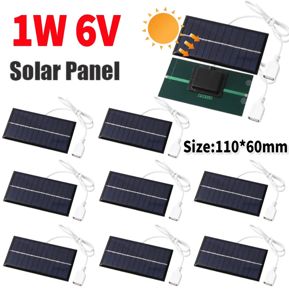 Mini Panel Solar de 1W y 6V, Kit de Bricolaje, Cargador Solar Portátil para Teléfono Móvil, Fuente de Energía de Emergencia para Acampar al Aire Libre, 1-10 Piezas