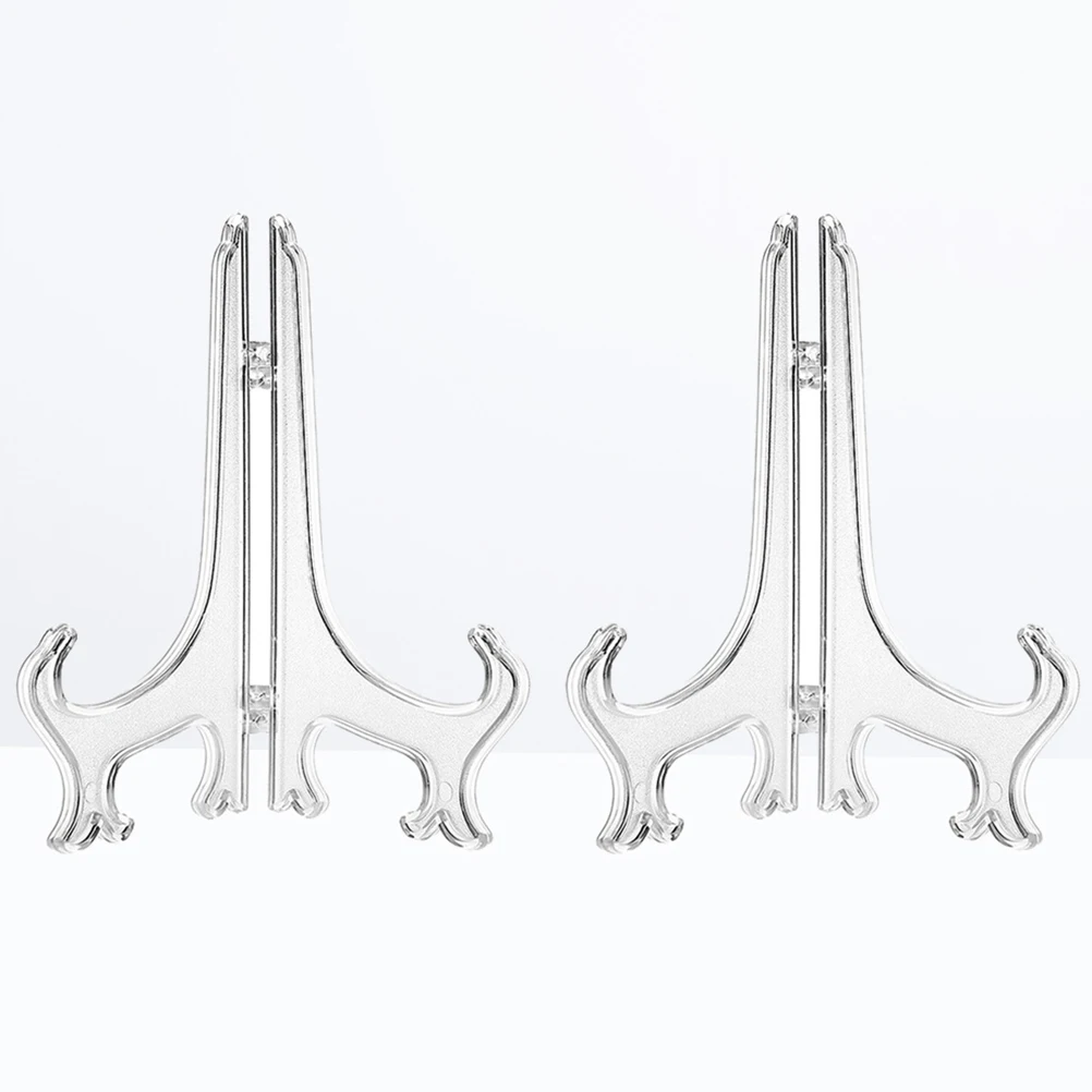 

24pcs 4 Inch Transparent Plastic Plate Display Stand Folding Dish Holder For Home Office Shop Desktop Storage Rack Supplies