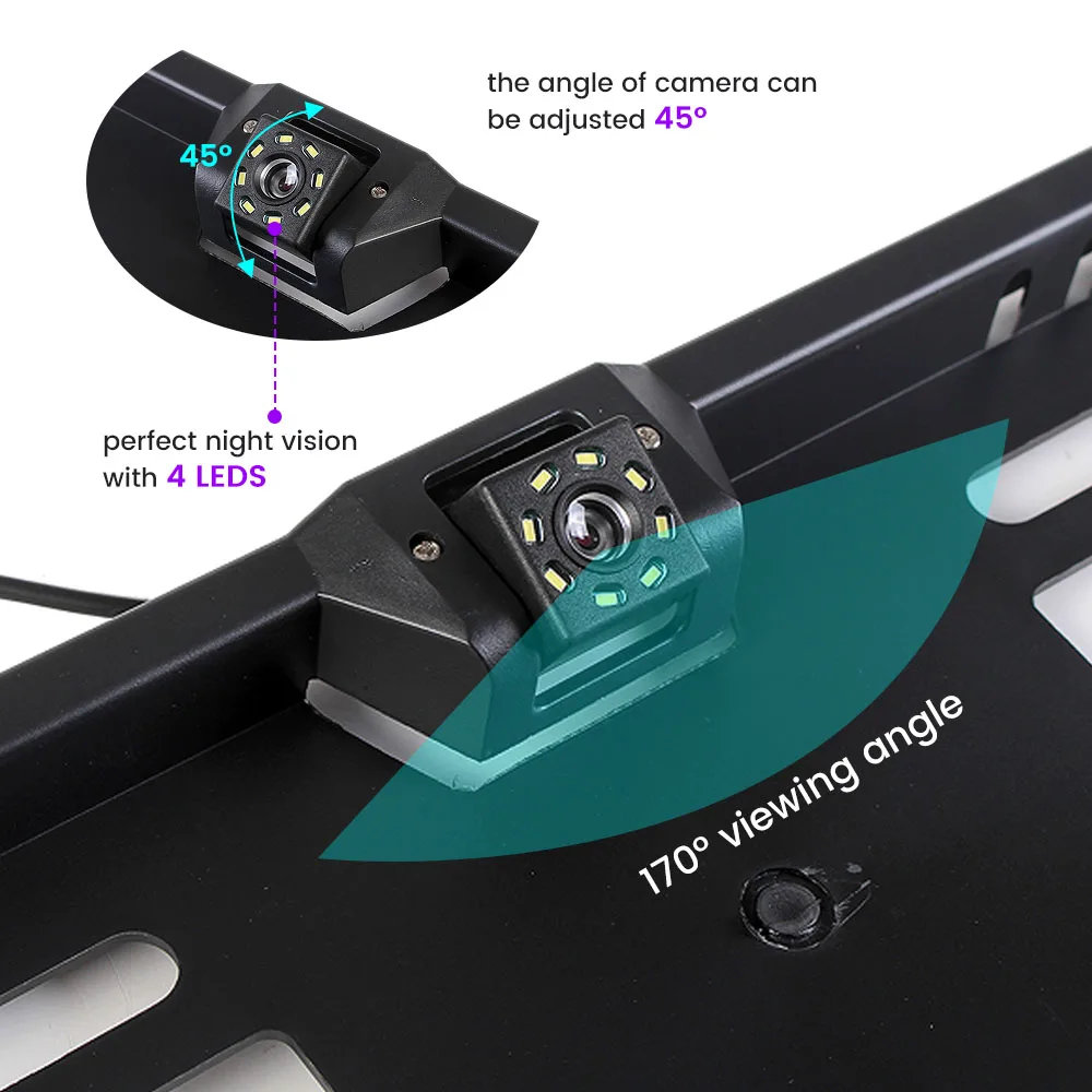 الأوروبي إطار لوحة الرخصة سيارة كاميرا الرؤية الخلفية 8LED ضوء عالية الوضوح مقاوم للماء للرؤية الليلية عكس كاميرا احتياطية