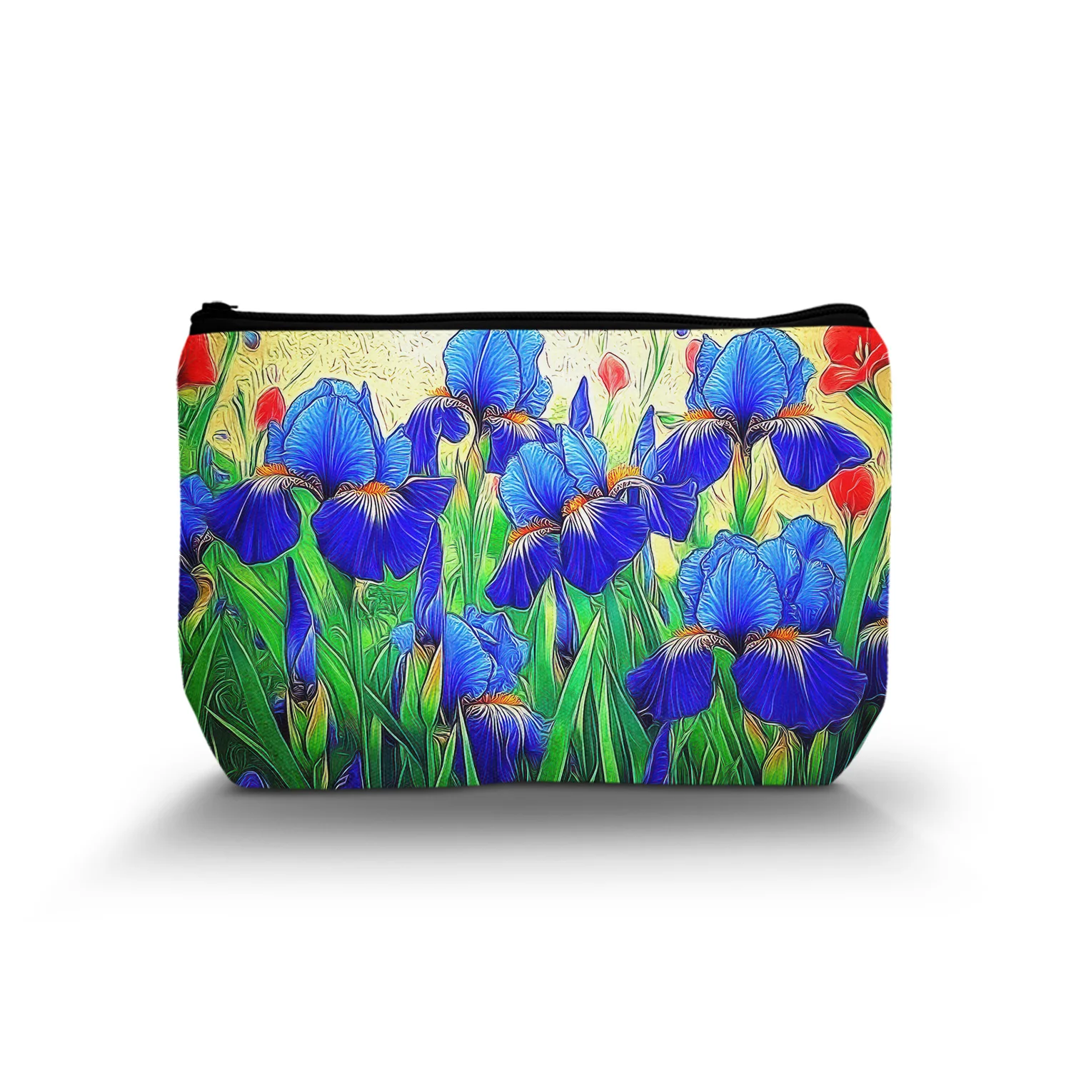 1Pc Blue Flower Pattern Cosmetic Bag Aesthetic Art Style Cosmetic Bag Birthday Christmas Gifts For Sisters And Colleagues A