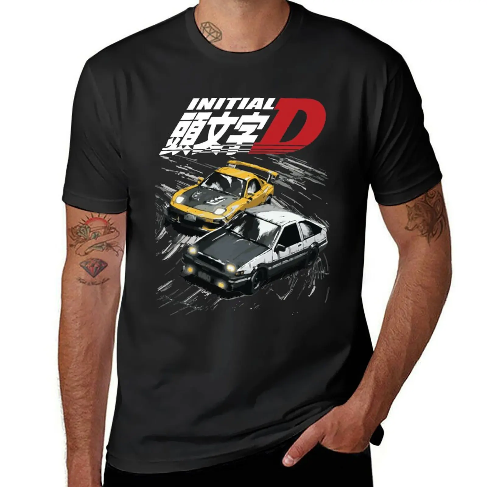 Mountain Drift Racing Initial D Tandems AE86 vs FD rx-7 T-Shirt customizeds quick drying mens graphic t-shirts pack