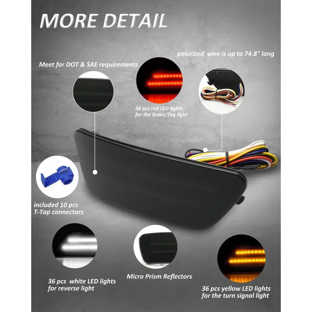 ضوء عاكس للمصد الخلفي 4 في 1 لسيارة جيب جراند شيروكي، كومباس، باتريوت، ودودج جورني (2011-2021) - يعمل على تشغيل، B