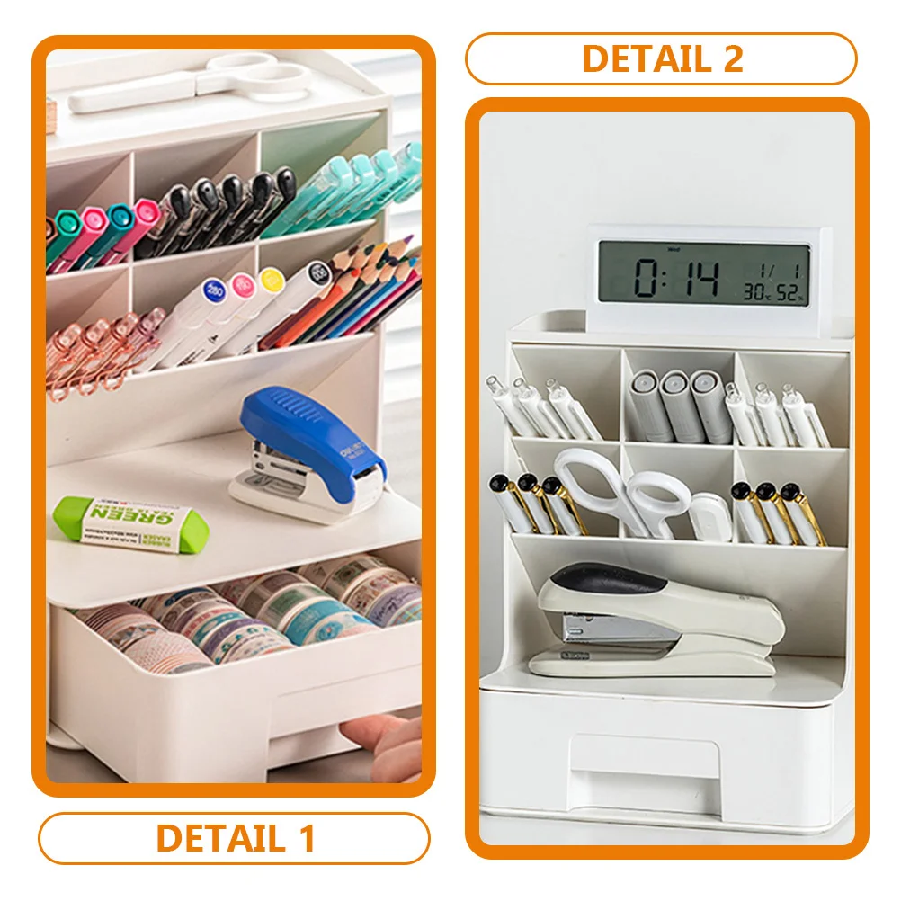 

Desktop Organizer Pen Holder Storage Box For Pencils Markers Stationery Office Study Desk Compartment Multifunctional