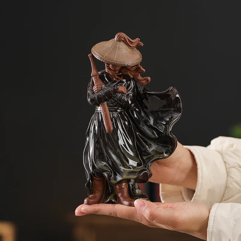 CZ Hanjiang Lonely Shadow Jianghu Old Man Wulin Swordsman Ancient Style Knight Home Decoration Ceramic Crafts view 3
