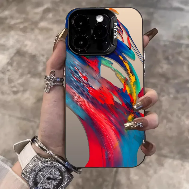 New fashion Doodle Drawing Phone Case For iPhone 14 15 Plus 11 12 13 ProMax X XR XS Max iPhone7/8Plus Laser Plated Silicone Cove