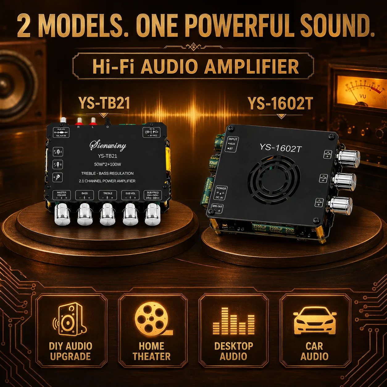 Bluetooth Amplifier Board YS-TB21 YS-1602T 320W/200W AUX USB Stereo Subwoofer 2 Channel DIY Speaker Audio Amp