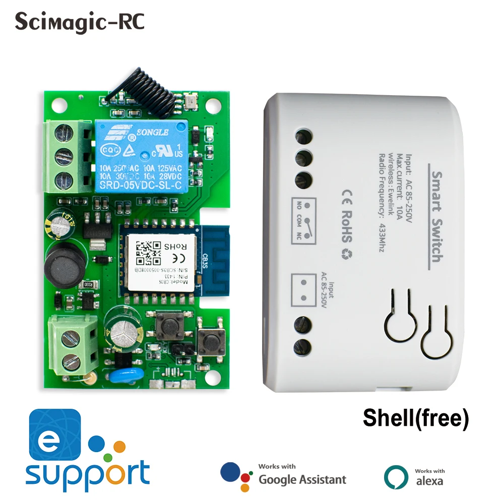 

Smart WIFI Garage Door Opener for Sliding Doors ON OFF EWELINK APP Switch Relay 433 Remote Control Module Timer Alexa Receiver