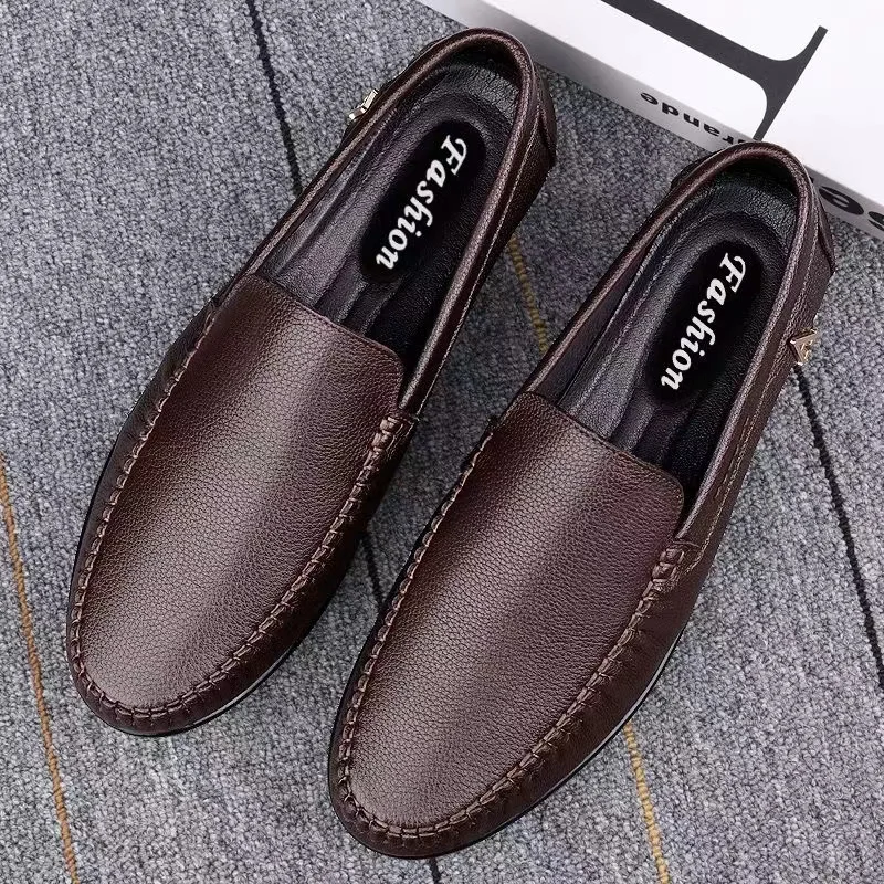 Genuine Leather Mens Shoes Luxury Business Casual Slip on Formal Loafers Men Moccasins Black Male Driving Shoes Sneakers