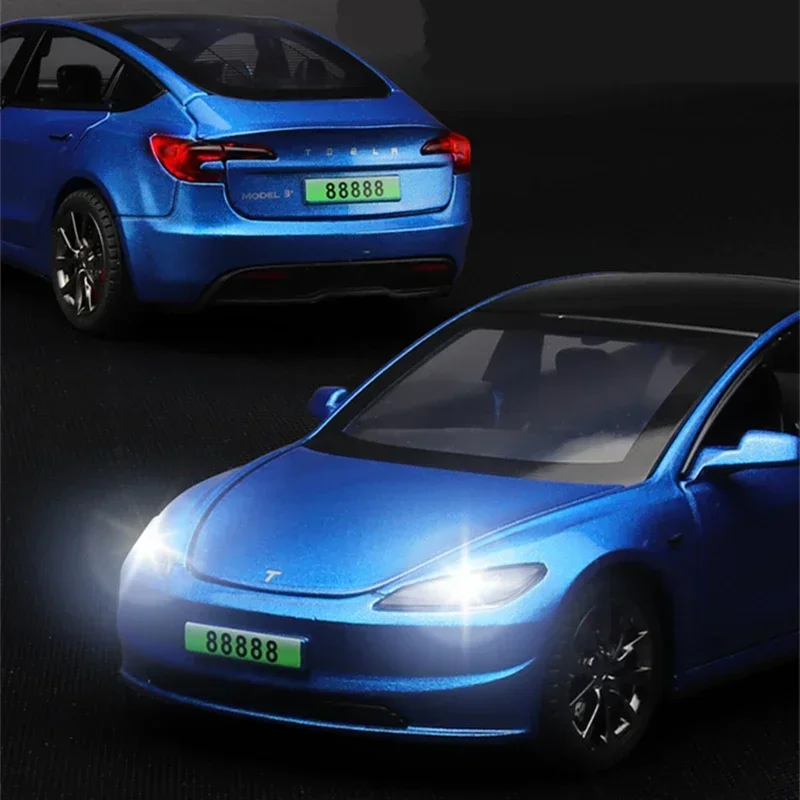 

1:32 Tesla Model 3, детские высококачественные украшения, подарки и игрушки со звуковым и световым сплавом, литые под давлением модели