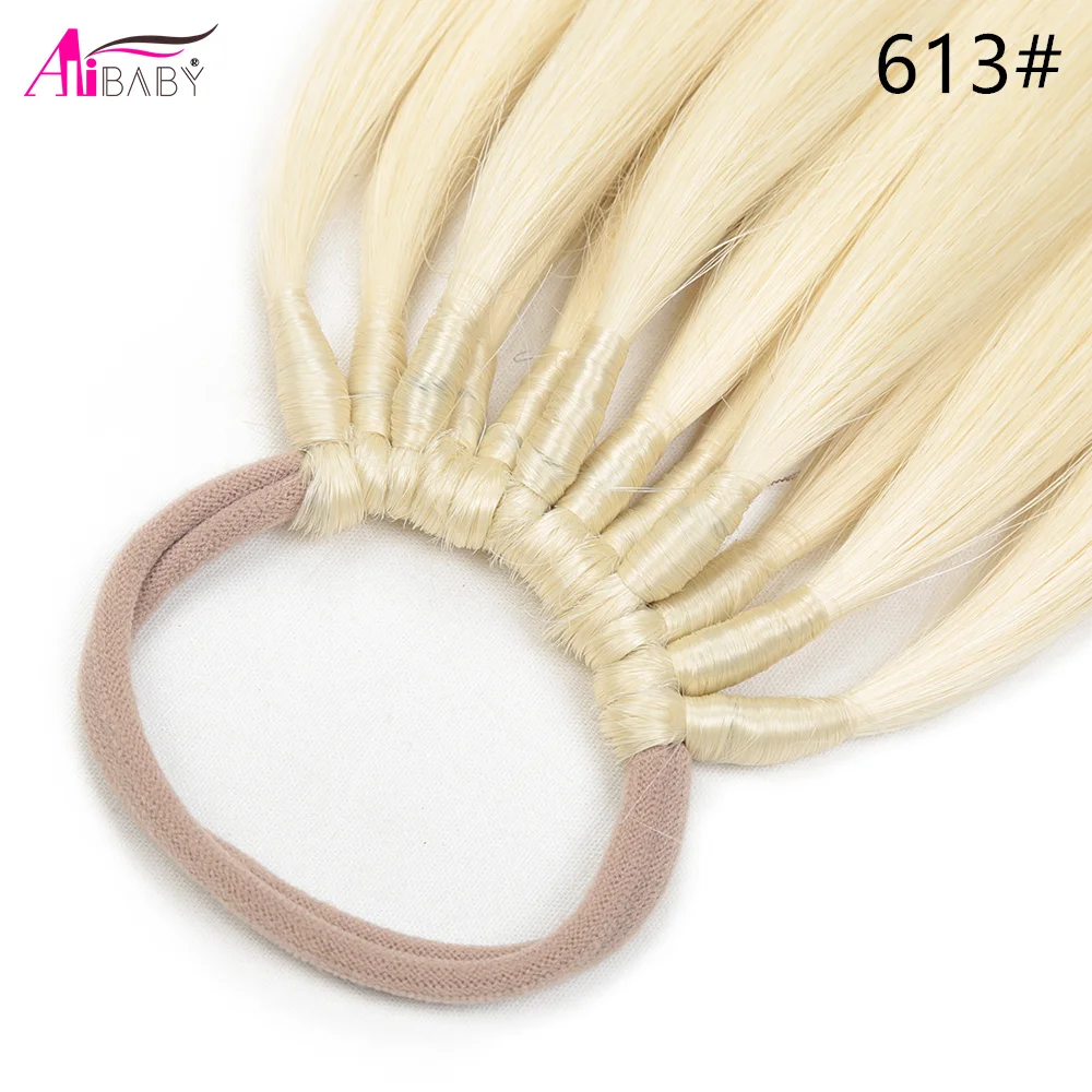 24 32 Zoll gerader Pferdeschwanz mit elastischem Band, synthetische Pferdeschwanzverlängerung, umwickelbarer hitzebeständiger Pferdeschwanz für Frauen – Detail 9