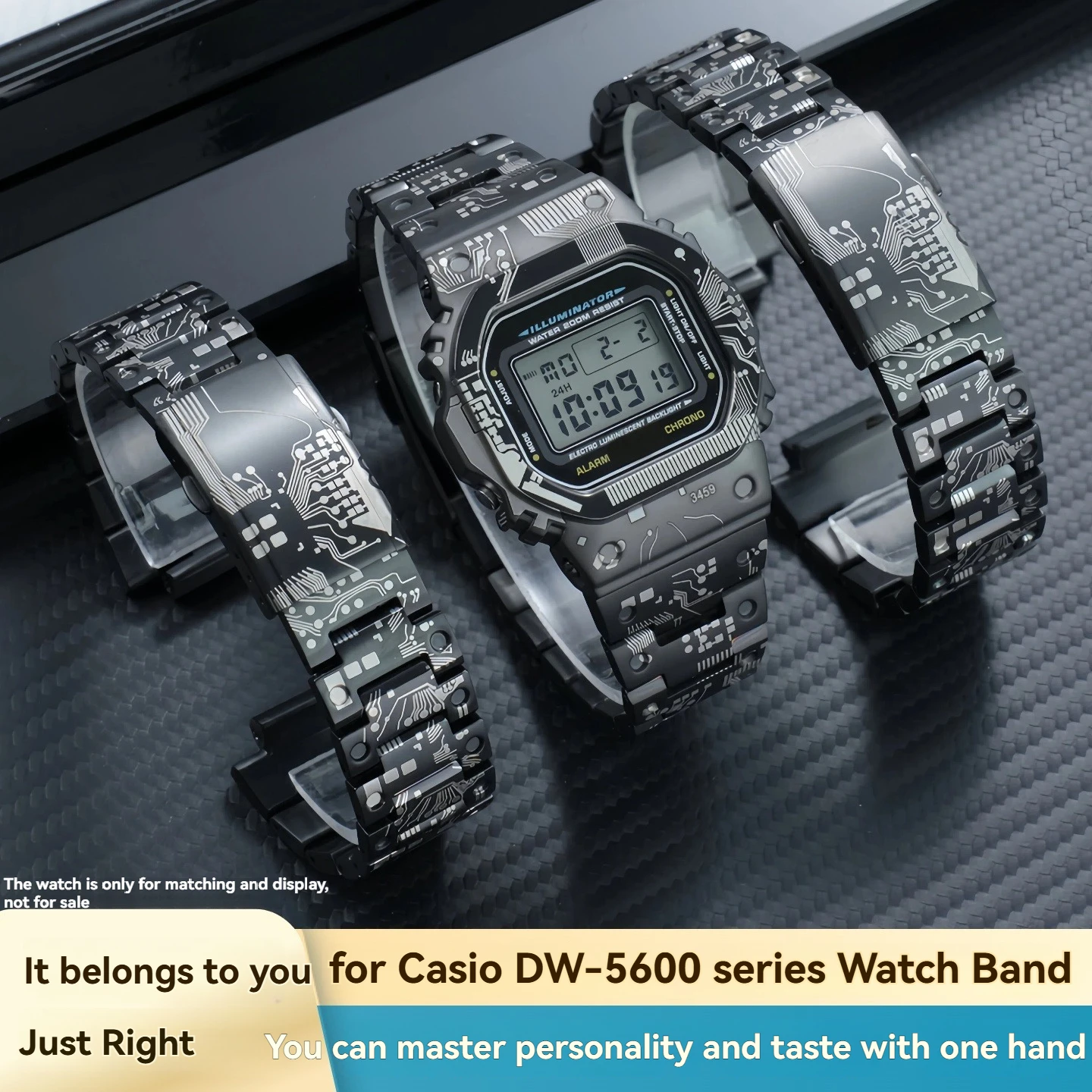 Titanium Alloy Mod Kit for Casio G-Shock DW5600 GW-B5600 GW-M5610  Upgrade Metal Bezel & Strap, DIY Replacement Set