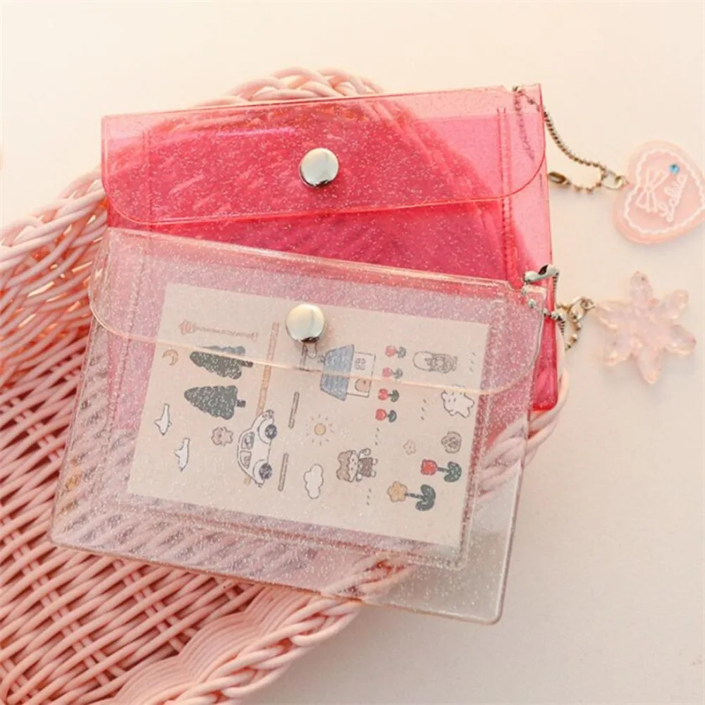 Student PVC Glitter Card Holder Clear Portable Bank Card Case Credit Cards Sleeve Gifts