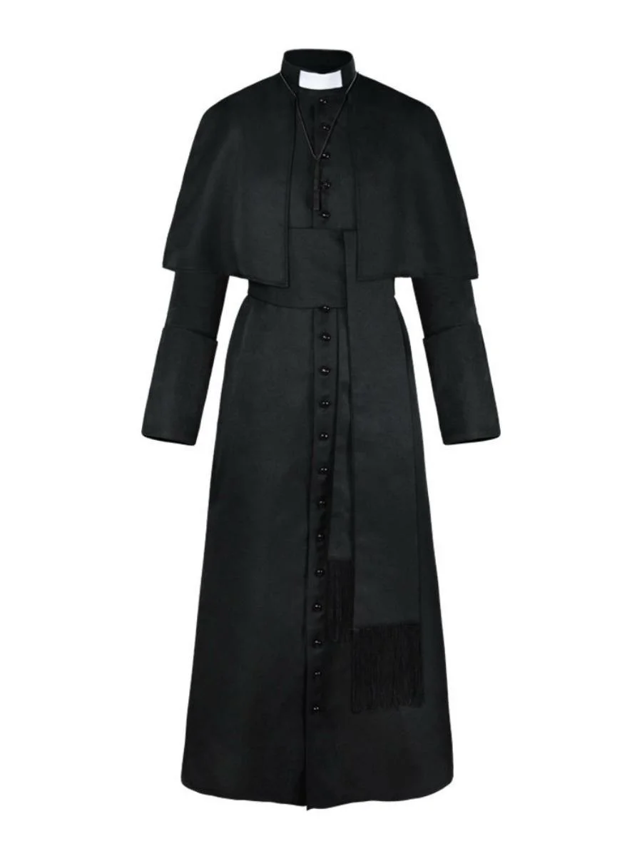 Costume de prêtre de couleur Pure, vêtements de Cosplay rétro médiévaux d'halloween, vêtements de scène ethniques, matériau en Polyester
