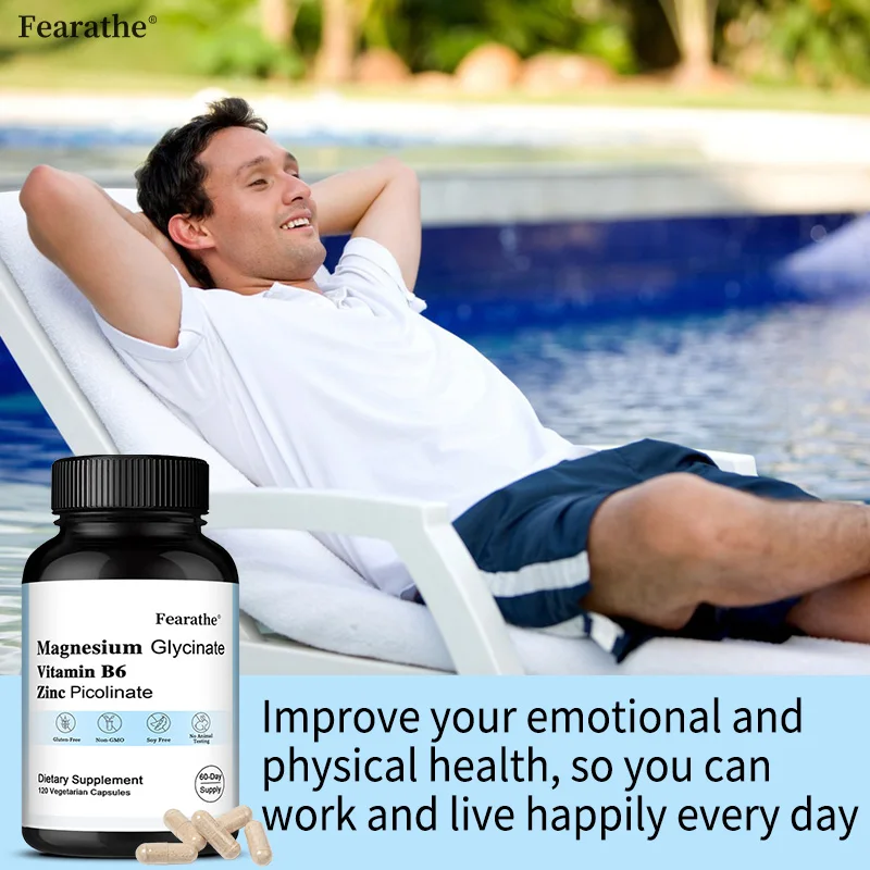 

Magnesium Glycinate - Supports Muscle, Nerve, Joint and Heart Health, Promotes Deep Sleep, with Vitamin D3, Zinc - 120 Capsules