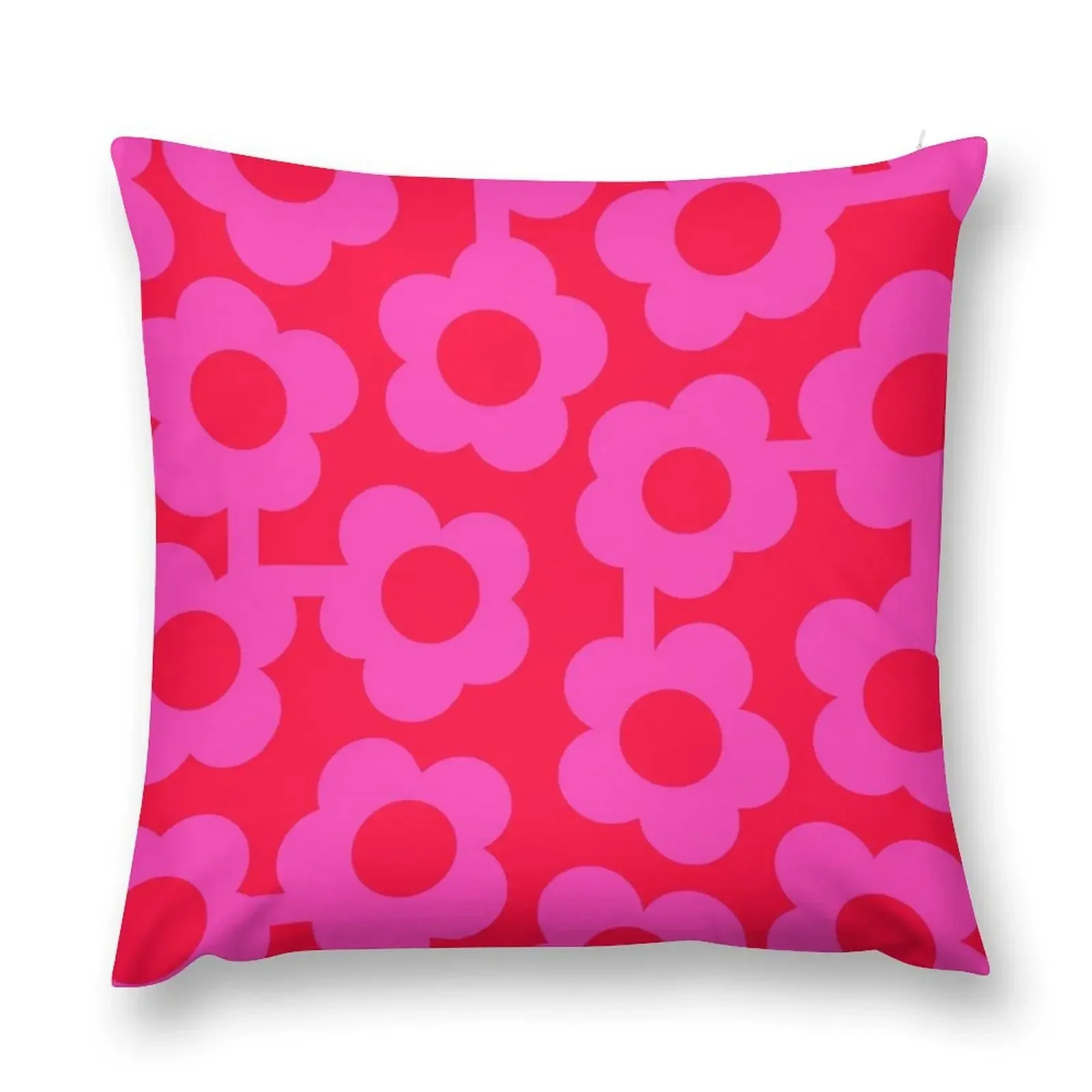 

Iconic Retro Scandinavian Flowers in Pink and Neon Red Throw Pillow Sofas Covers Couch Cushions pillow
