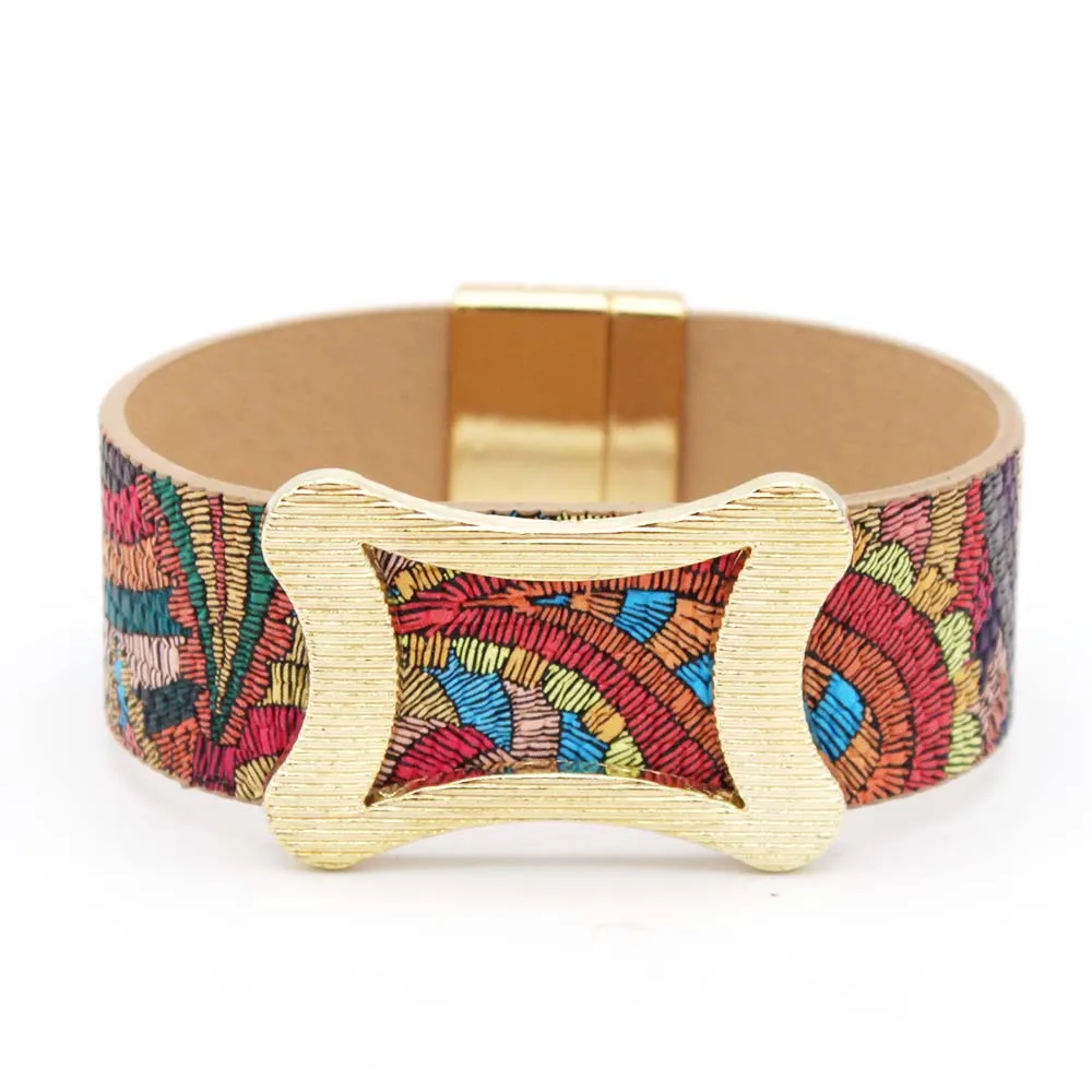 High Quality Ethnic Wrap Leather Bracelet Chain Punk Female Design Wide Bracelet For Women Fashion Jewelry