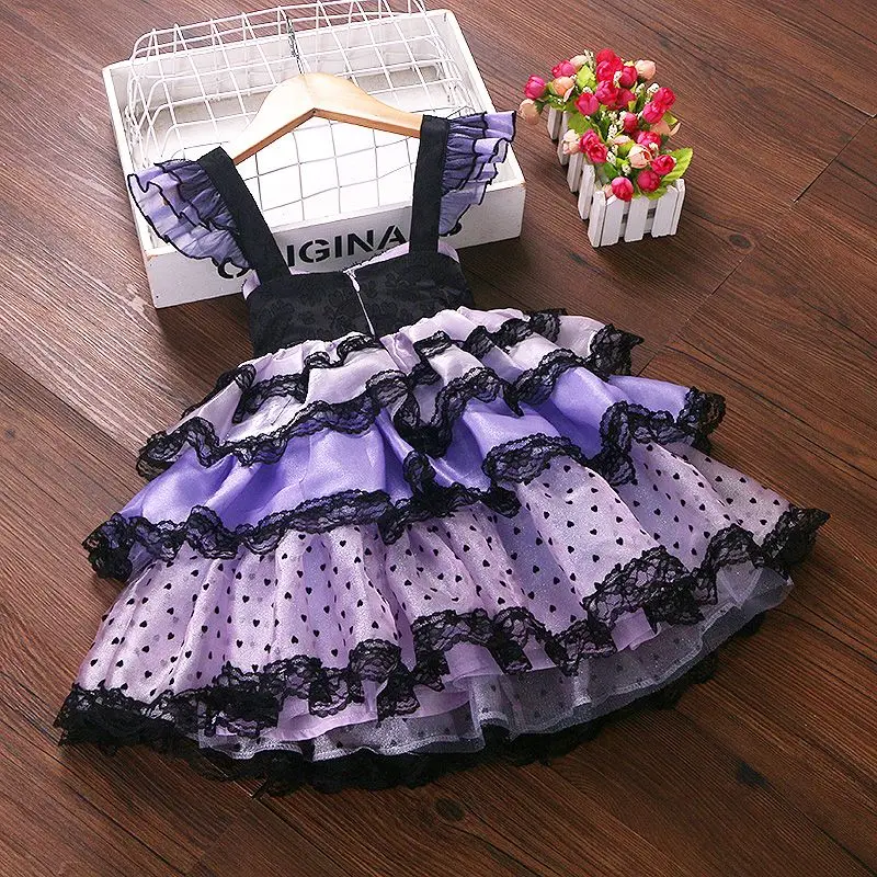 

Sanrio Kawaii Children's Dress Kuromi new style Princess Dress Summer Fashion Girls Cartoon Lolita Breathable Soft Sling Dress