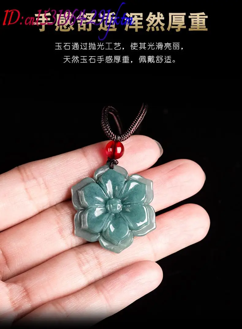 Burmese Jadeite Flower Pendant Necklace Stone Fashion Accessories Talismans Natural Gemstone Luxury Vintage Burmese Jade view 5