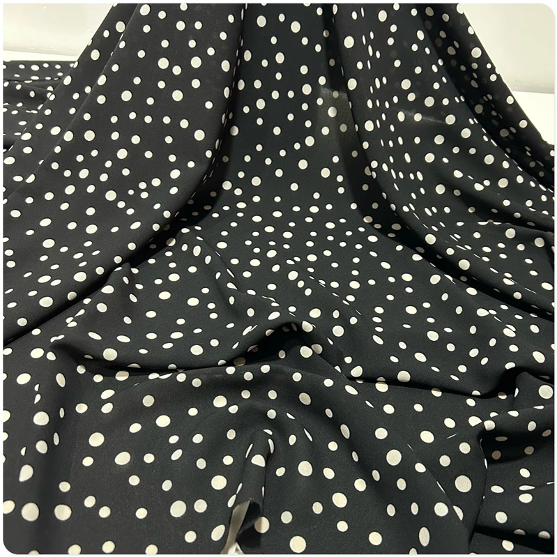 

Dots Breathable Digital Print Crepe Faux Silk Fabric – Summer Fashion & Diy Wide 150cm
