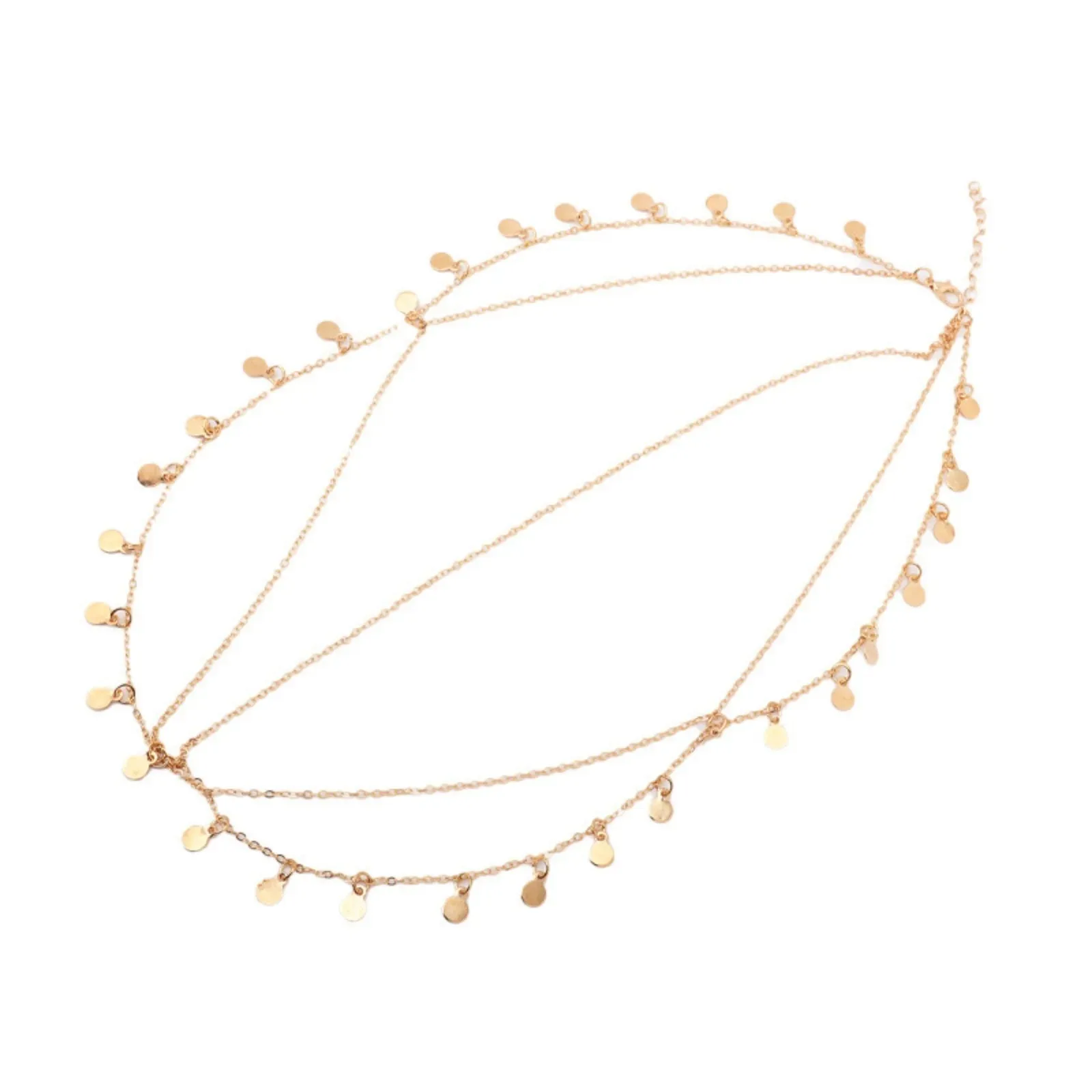 1 Stück Boho-Stil Goldketten-Kopfschmuck mit Scheibenanhängern Elegantes Haaraccessoire für Festivals und Partys – Detail 5