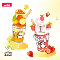 City JAKI Creative New Product Building Block Simulation Fruit Milk Tea Cup, DIY Assembly Model Boutique Food Girl Toy Gift