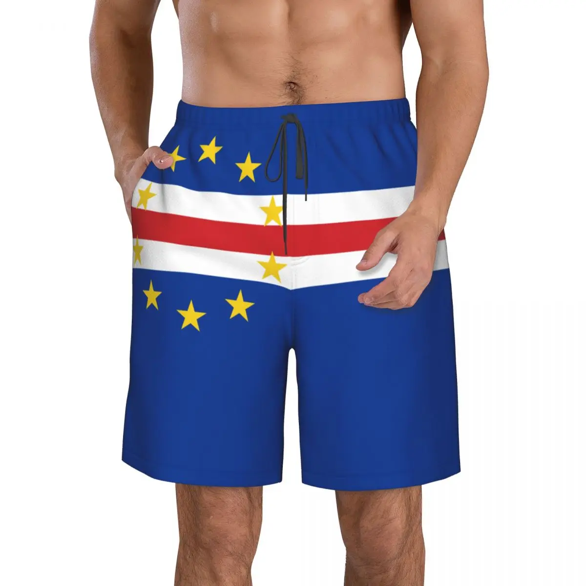 Summer Men's Cape Verde Flag Beach Pants Shorts Surfing M-2XL Polyester Swimwear Running