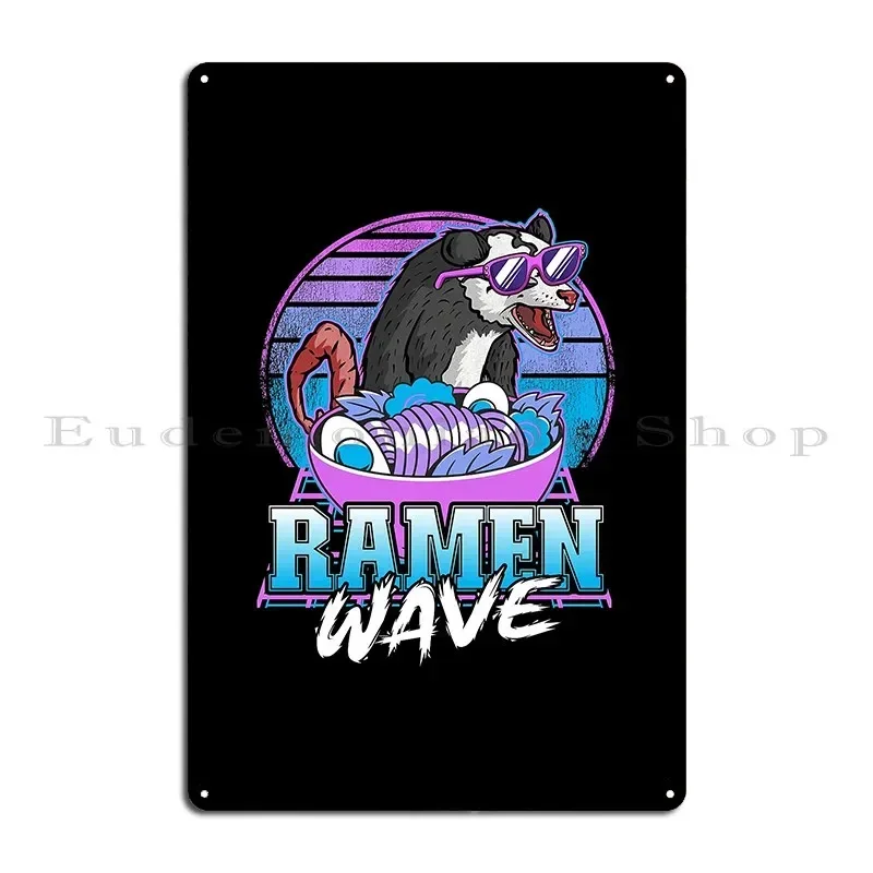 Ramen Wave Opossum Retrowave Sunset Pastel Goth Metal Sign Designer Cinema Garage Plaques Wall Cave Kitchen Tin Sign Poster