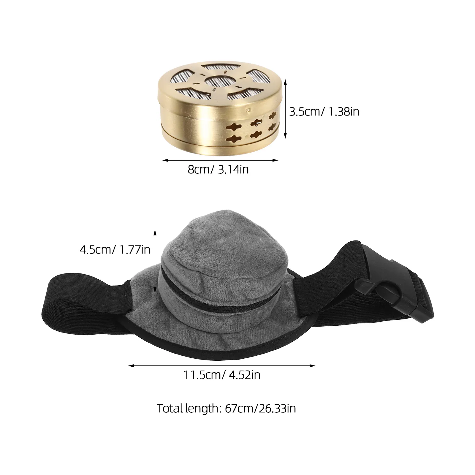 Copper Moxibustion Box with Adjustable Straps Portable Moxa Heat Therapy Device for Home Office Travel Body Pain Relief