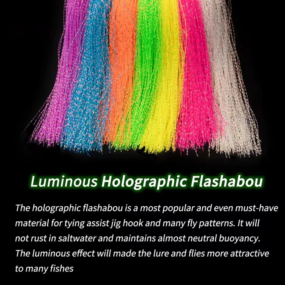 3-7 Packungen Leuchtende Kristall-Flash-Fliegenbindematerialien Lumo Flashabou Holographisches Tinsel-Garn Jig-Haken-Köderstränge – Detail 2