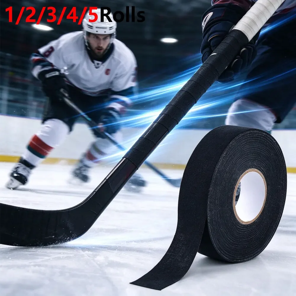 1/2/3/4/5Rolls Multipurpose Sports Cloth Hockey Tape,Wear Resistant Cotton Grip Wrap,Waterproof Stick Handle Tape for Ice Hockey