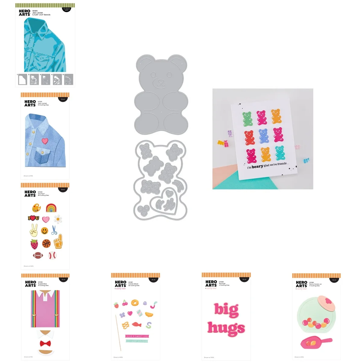 Troqueles de corte de metal con diseños de chaqueta, tirantes, oso, tarjetas transparentes, plantillas y lámina caliente para manualidades DIY, creación de tarjetas y álbumes de recortes. Novedad abril 2026.
