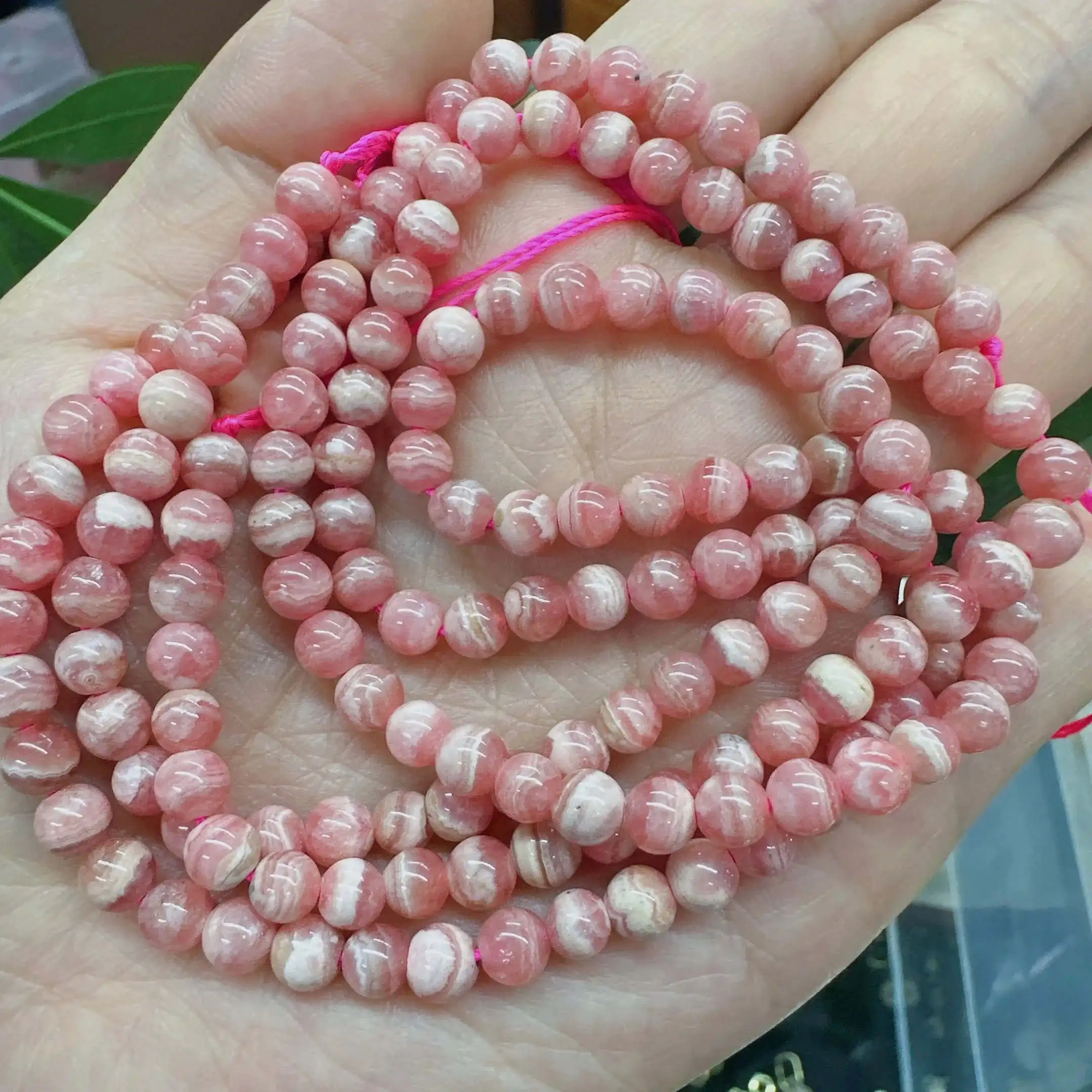 Top Grade Natural Rhodochrosite Round Bead 4/5/6/7/8MM Argentina Rhodonite Stone Noble Pink Dialogite Charm Bead For DIY Jewelry