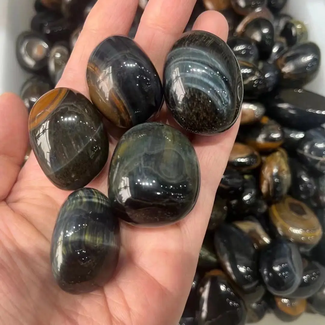 1kg Natural Blue Tiger Eye Tumbled Rolling Quartz Reiki Healing Crystal Aquarium Stone Ore Energy Meditation For Home Decoration