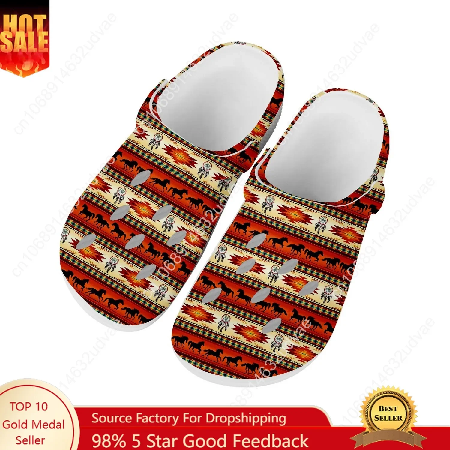 

Ethnic Tribal Aztec Water Shoes Mens Womens High Quality Home Garden Clogs Customizd Sandals Beach Breathable Hole Slippers