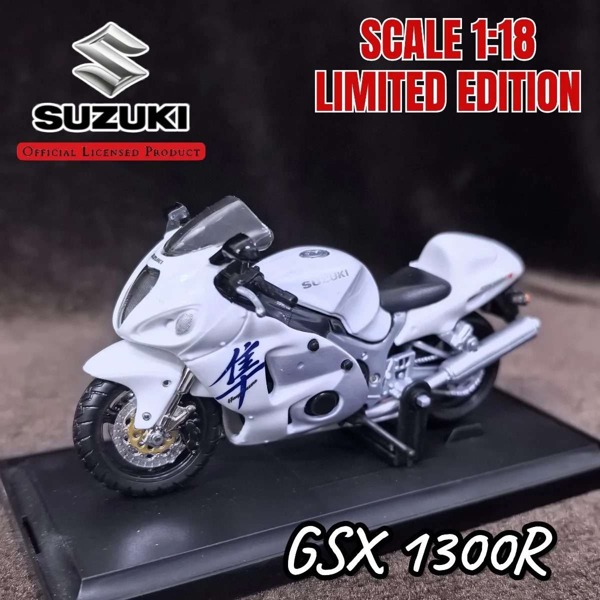 

1:18 масштаб Suzuki GSX 1300R модель мотоцикла, реплика мини-мото автомобиль миниатюрная фигурка детский рождественский подарок игрушка