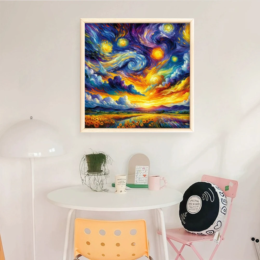 

Sunset Printed Cross Stitch Kit 40x40cm DIY 11CT Thread Art Needlework Decor