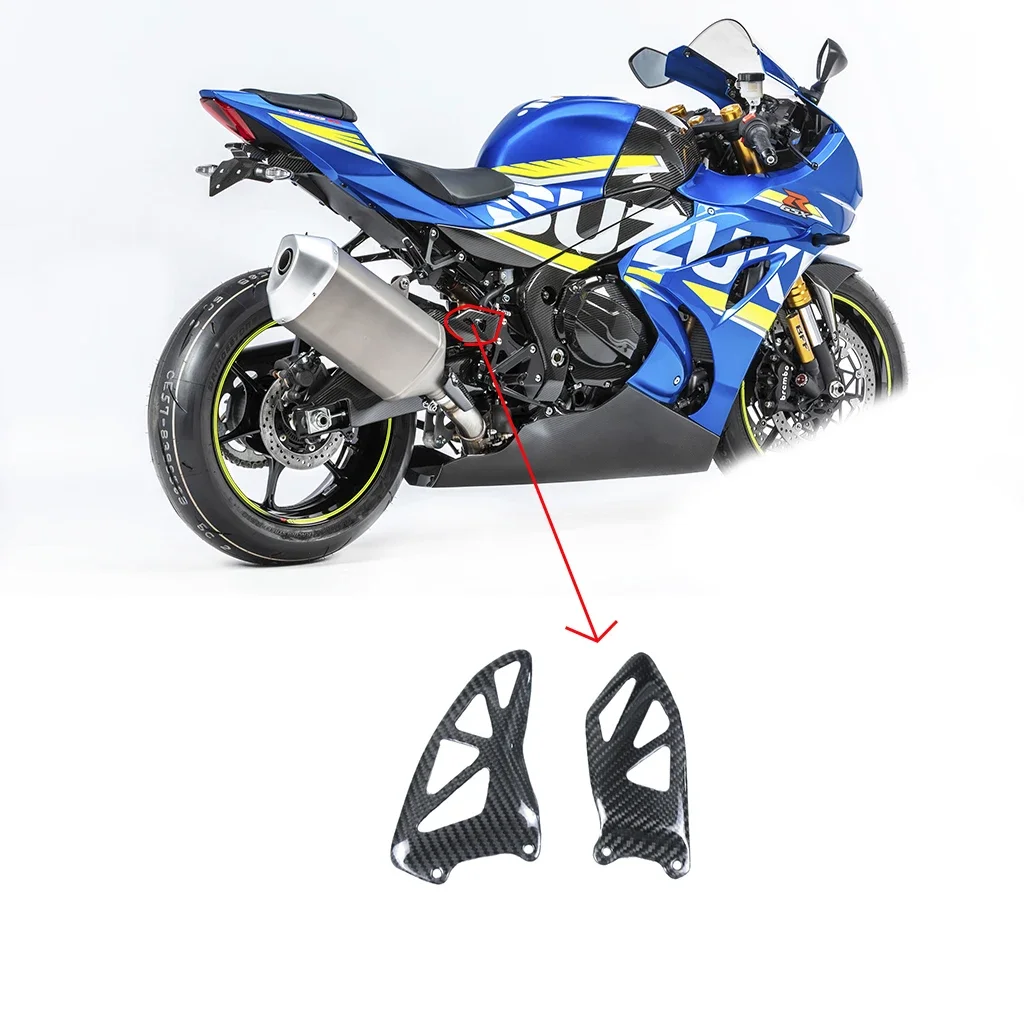 

For Suzuki GSXR 1000 GSX-R1000 2017-2022 Real Carbon Fiber Motorcycle Accessories Fairing Heel Guard Rearset Plate Foot Peg